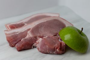 Pork loin Chops on display.