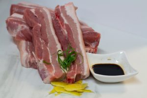 Pork spare rib on display.